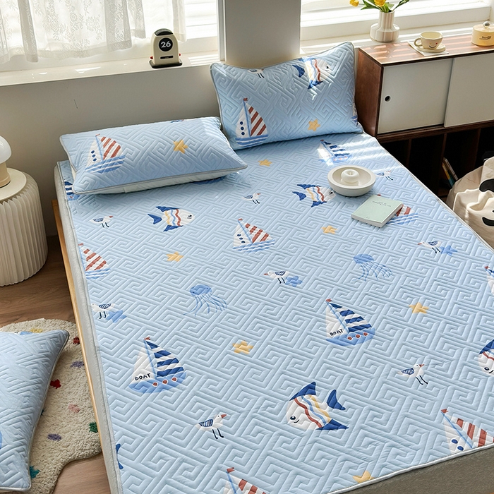 91家纺网 家纺一手货源 找家纺 舒居家纺 2026新款卡通可爱全棉床护垫软床垫垫子-大床图 海洋之心