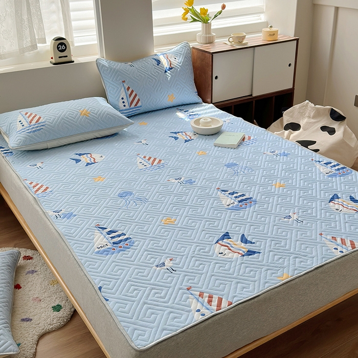 91家纺网 家纺一手货源 找家纺 舒居家纺 2026新款卡通可爱全棉床护垫软床垫垫子-大床图 海洋之心