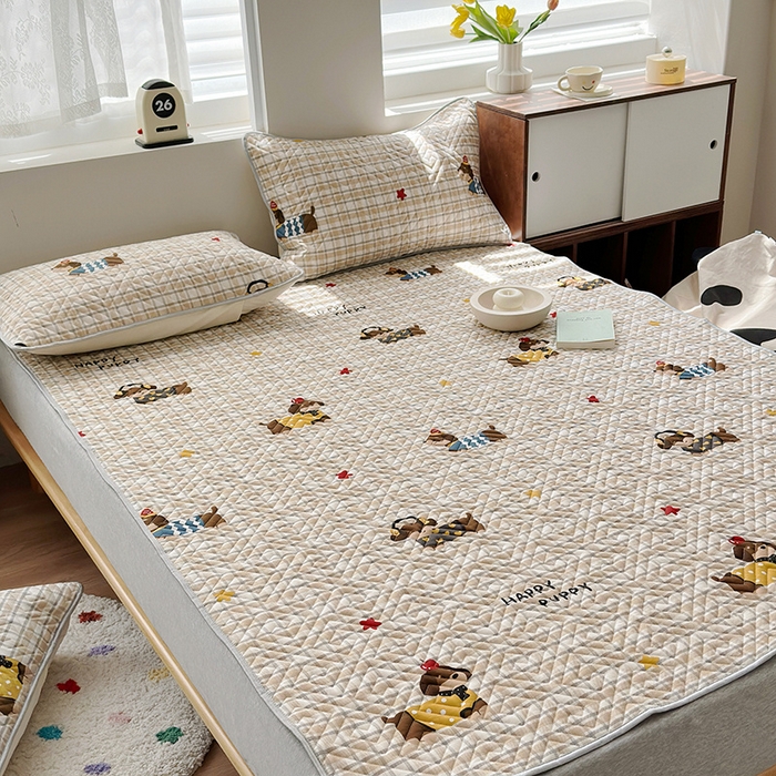 91家纺网 家纺一手货源 找家纺 舒居家纺 2026新款卡通可爱全棉床护垫软床垫垫子-大床图 酷比狗