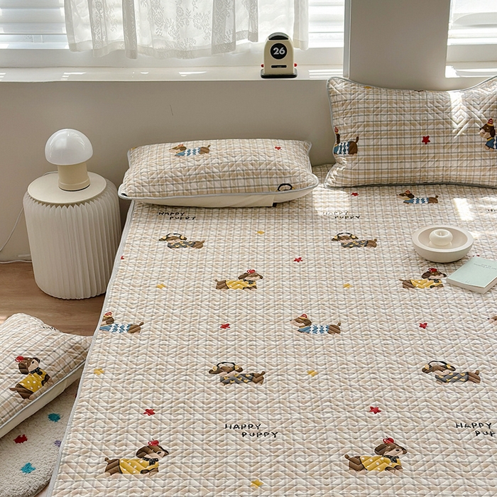 91家纺网 家纺一手货源 找家纺 舒居家纺 2026新款卡通可爱全棉床护垫软床垫垫子-大床图 酷比狗