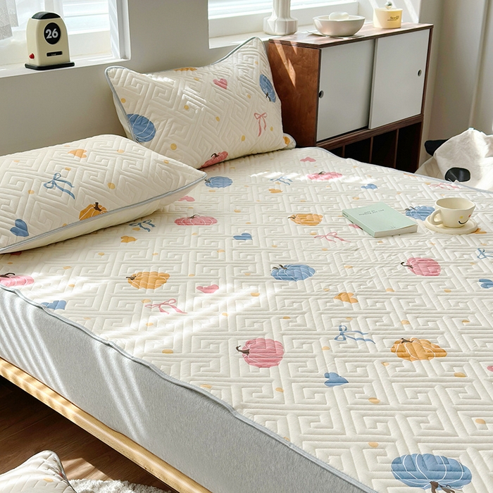 91家纺网 家纺一手货源 找家纺 舒居家纺 2026新款卡通可爱全棉床护垫软床垫垫子-大床图 南瓜派