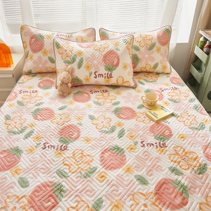 舒居家纺 2026新款卡通可爱全棉床护垫软床垫垫子-大床图 微笑草莓