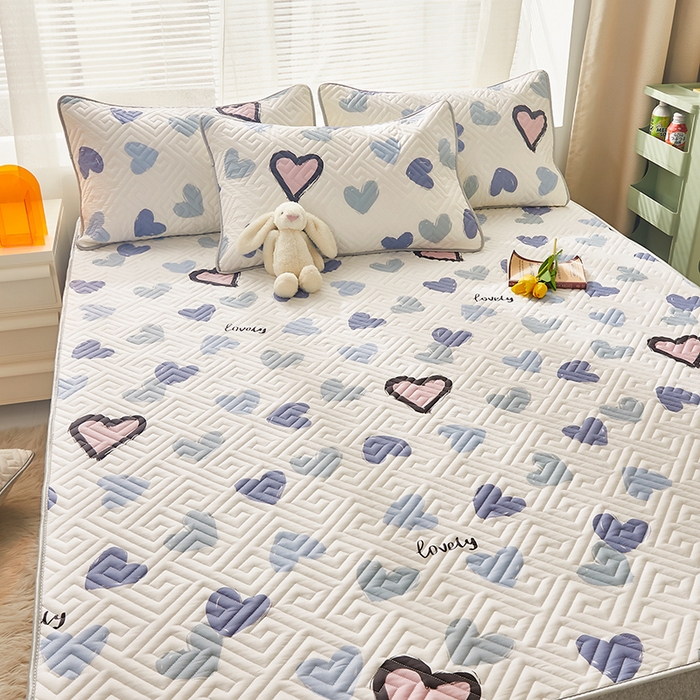 91家纺网 家纺一手货源 找家纺 舒居家纺 2026新款卡通可爱全棉床护垫软床垫垫子-大床图 心心颜颜