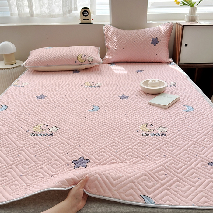 91家纺网 家纺一手货源 找家纺 舒居家纺 2026新款卡通可爱全棉床护垫软床垫垫子-大床图 月之心-粉