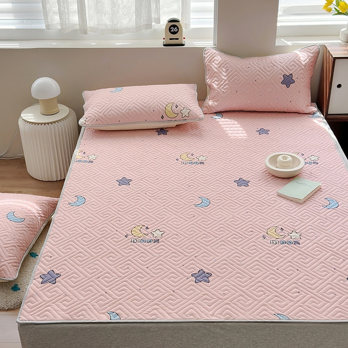 91家纺网 家纺一手货源 找家纺 舒居家纺 2026新款卡通可爱全棉床护垫软床垫垫子-大床图 月之心-粉
