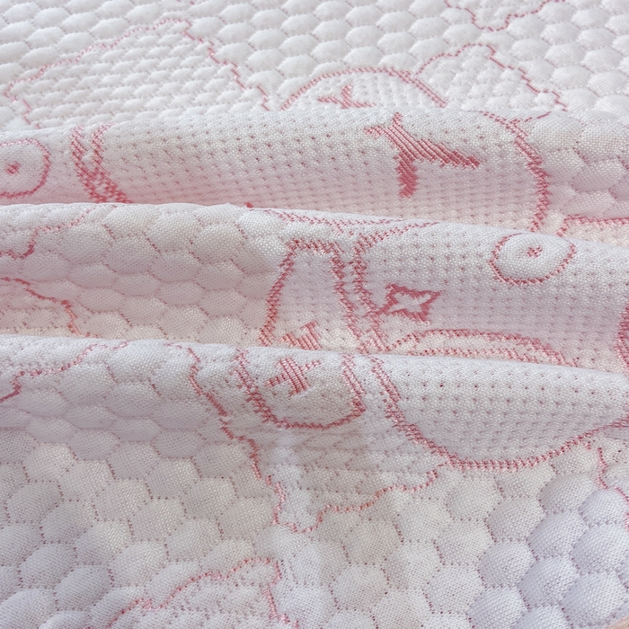 91家纺网 家纺一手货源 找家纺 春寻家纺 2026春夏新款A类凉感凉豆豆提花凉席席子 幸运熊-粉-床席款