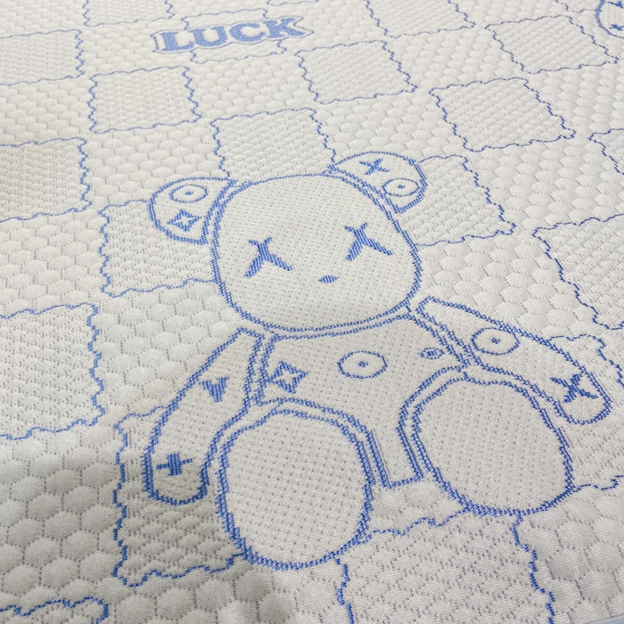 91家纺网 家纺一手货源 找家纺 春寻家纺 2026春夏新款A类凉感凉豆豆提花凉席席子 幸运熊-蓝-床席款