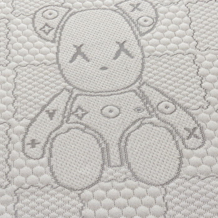 91家纺网 家纺一手货源 找家纺 春寻家纺 2026春夏新款A类凉感凉豆豆提花凉席席子 幸运熊-灰-床笠款