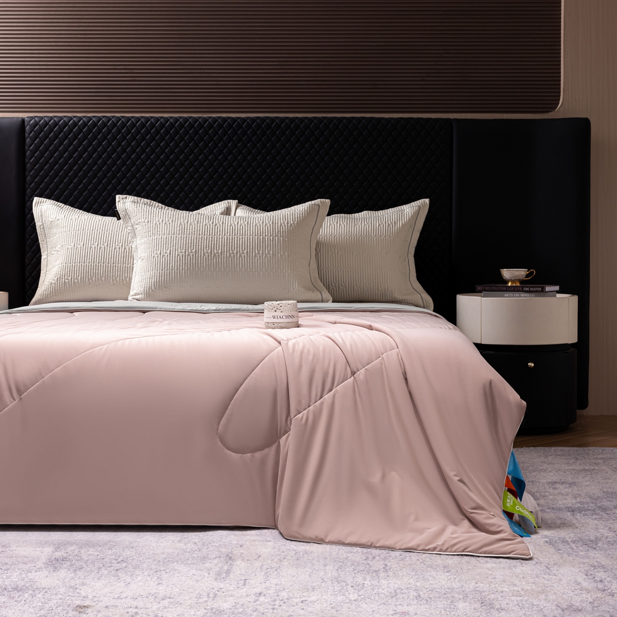 91家纺网 家纺一手货源 找家纺 丽卡家纺 2026新款冰萃锦氨零度凉感夏被空调被夏凉被 粉色