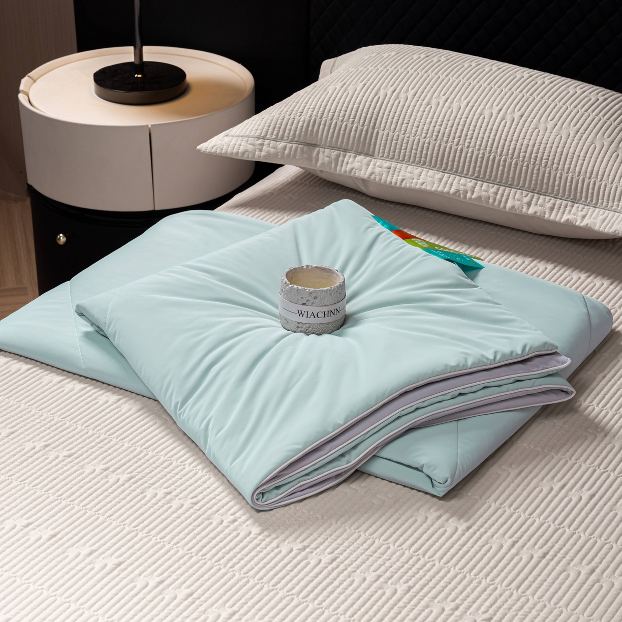 91家纺网 家纺一手货源 找家纺 丽卡家纺 2026新款冰萃锦氨零度凉感夏被空调被夏凉被 绿色