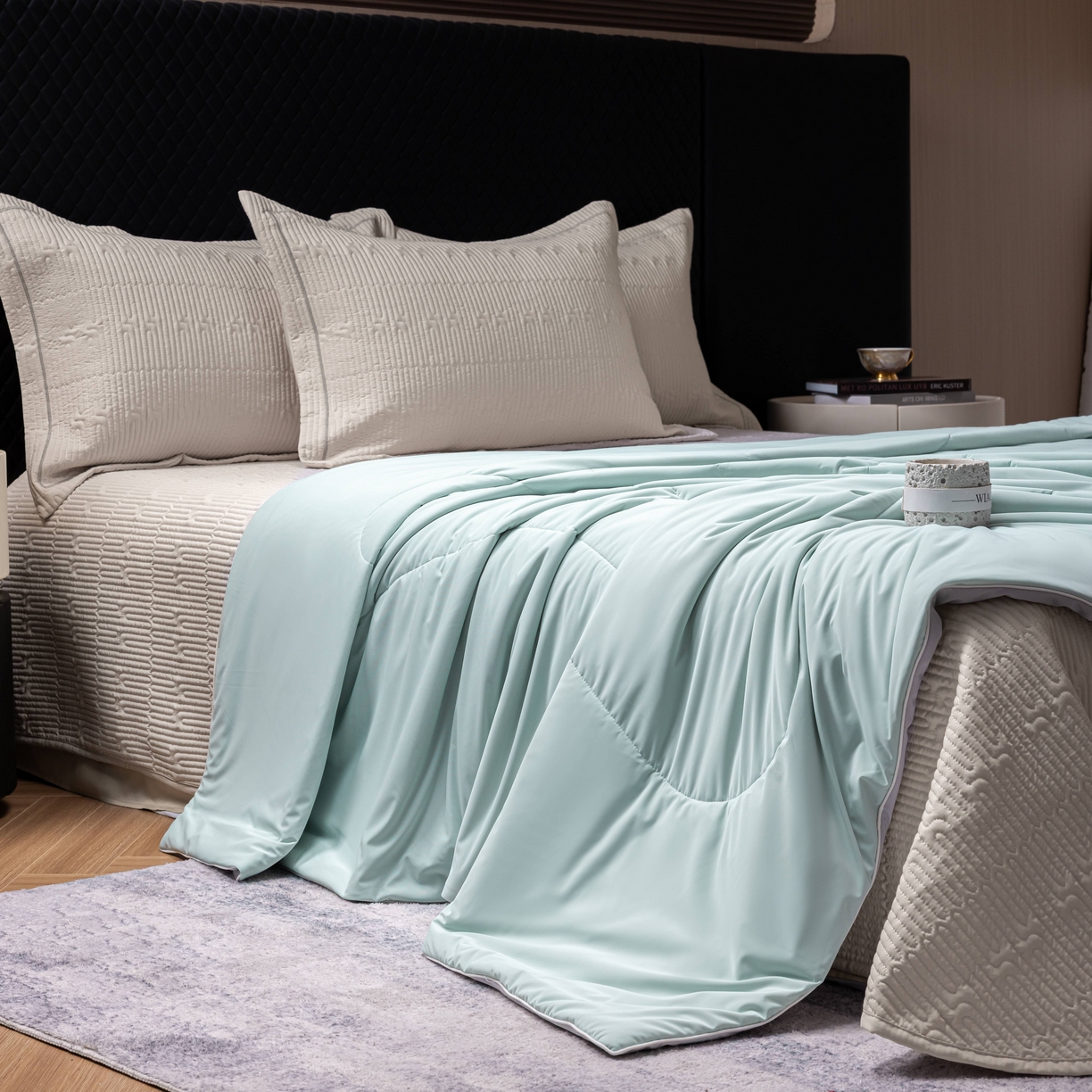 91家纺网 家纺一手货源 找家纺 丽卡家纺 2026新款冰萃锦氨零度凉感夏被空调被夏凉被 绿色