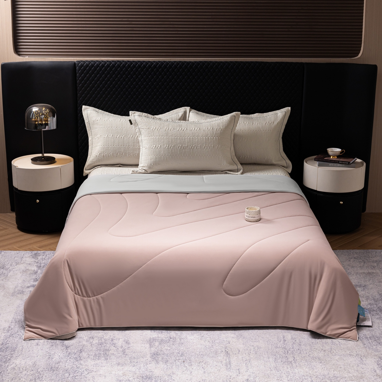 91家纺网 家纺一手货源 找家纺 丽卡家纺 2026新款冰萃锦氨零度凉感夏被空调被夏凉被 粉色