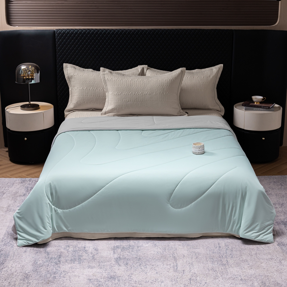 91家纺网 家纺一手货源 找家纺 丽卡家纺 2026新款冰萃锦氨零度凉感夏被空调被夏凉被 绿色