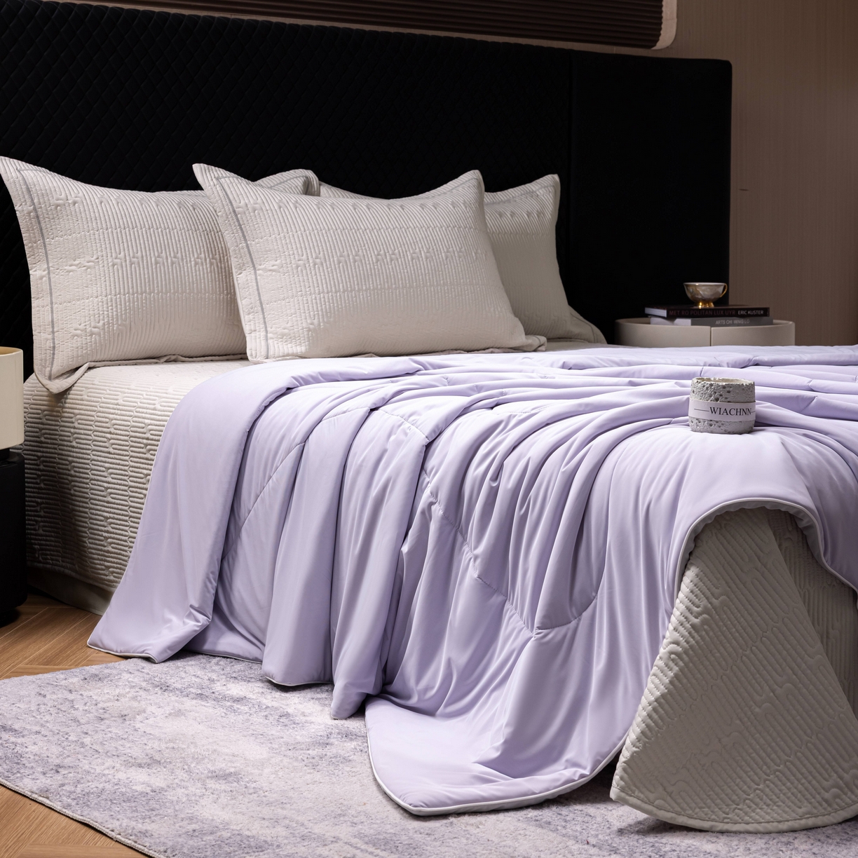 91家纺网 家纺一手货源 找家纺 丽卡家纺 2026新款冰萃锦氨零度凉感夏被空调被夏凉被 紫色