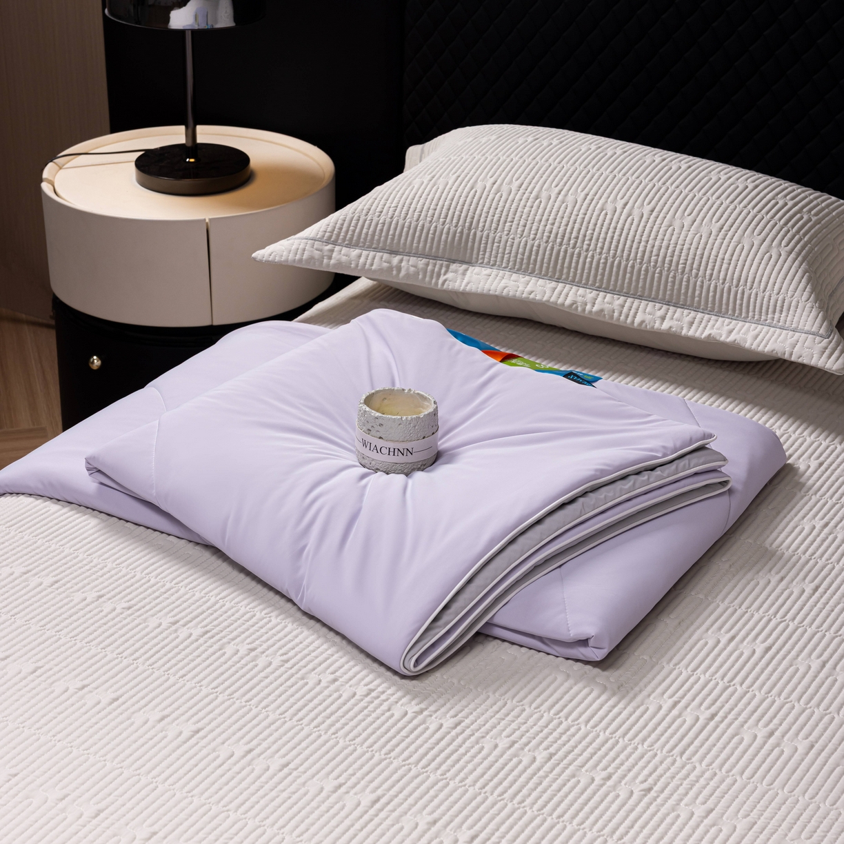 91家纺网 家纺一手货源 找家纺 丽卡家纺 2026新款冰萃锦氨零度凉感夏被空调被夏凉被 紫色
