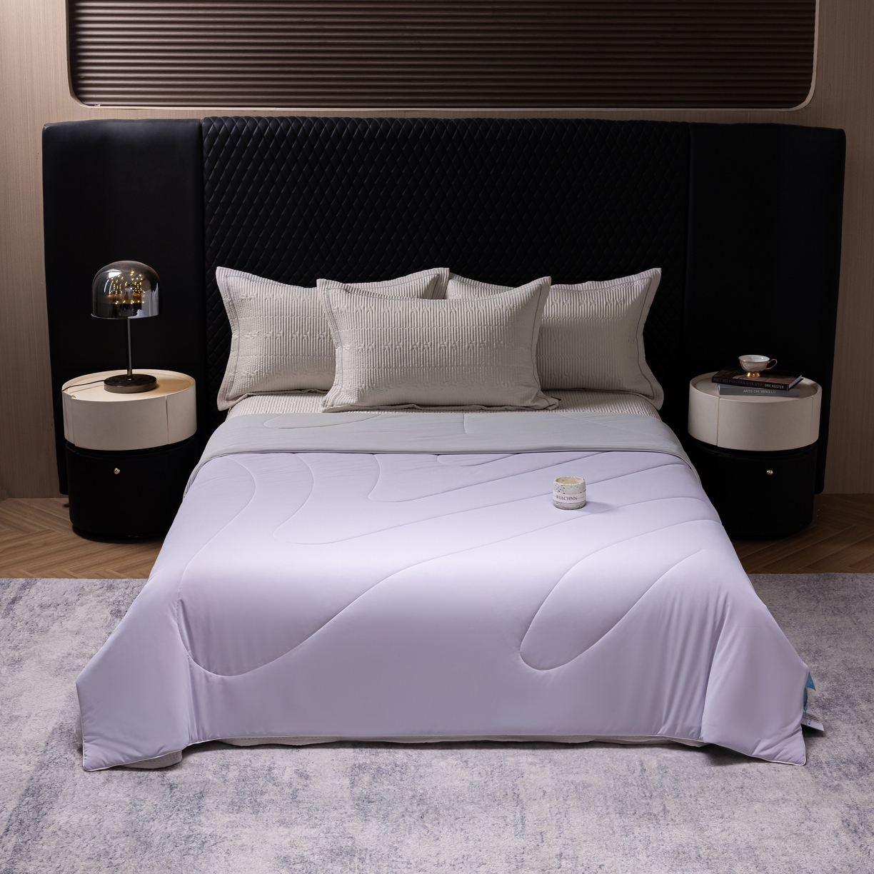 91家纺网 家纺一手货源 找家纺 丽卡家纺 2026新款冰萃锦氨零度凉感夏被空调被夏凉被 紫色