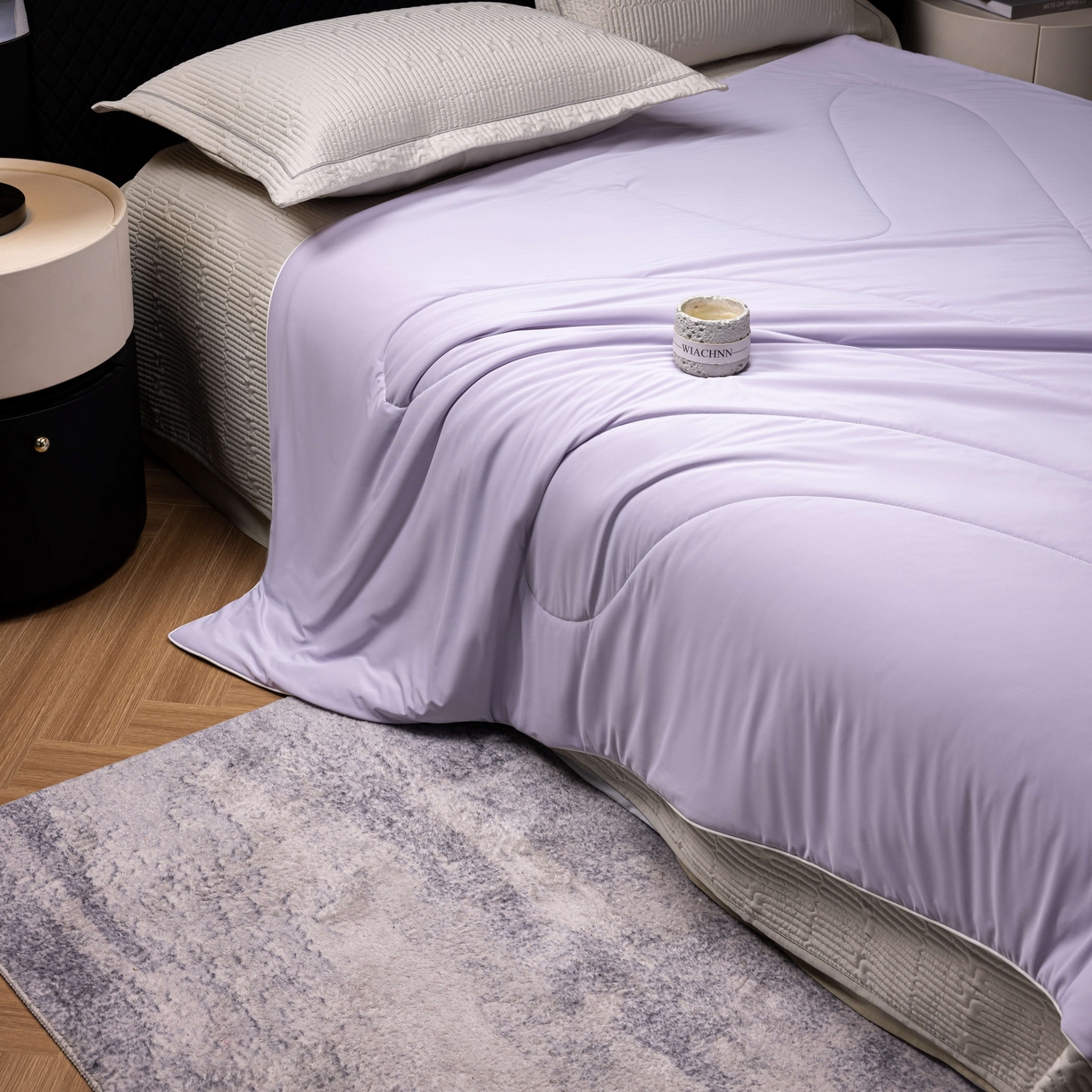 91家纺网 家纺一手货源 找家纺 丽卡家纺 2026新款冰萃锦氨零度凉感夏被空调被夏凉被 紫色