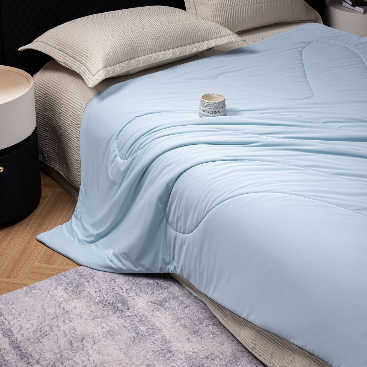 91家纺网 家纺一手货源 找家纺 丽卡家纺 2026新款冰萃锦氨零度凉感夏被空调被夏凉被 蓝色