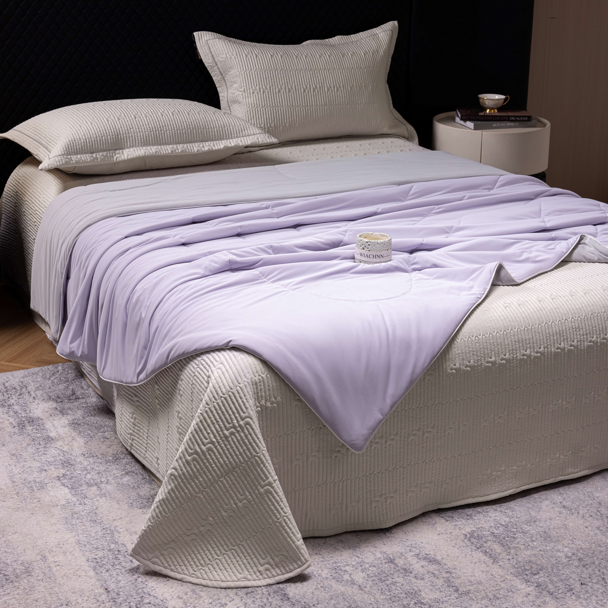 91家纺网 家纺一手货源 找家纺 丽卡家纺 2026新款冰萃锦氨零度凉感夏被空调被夏凉被 紫色