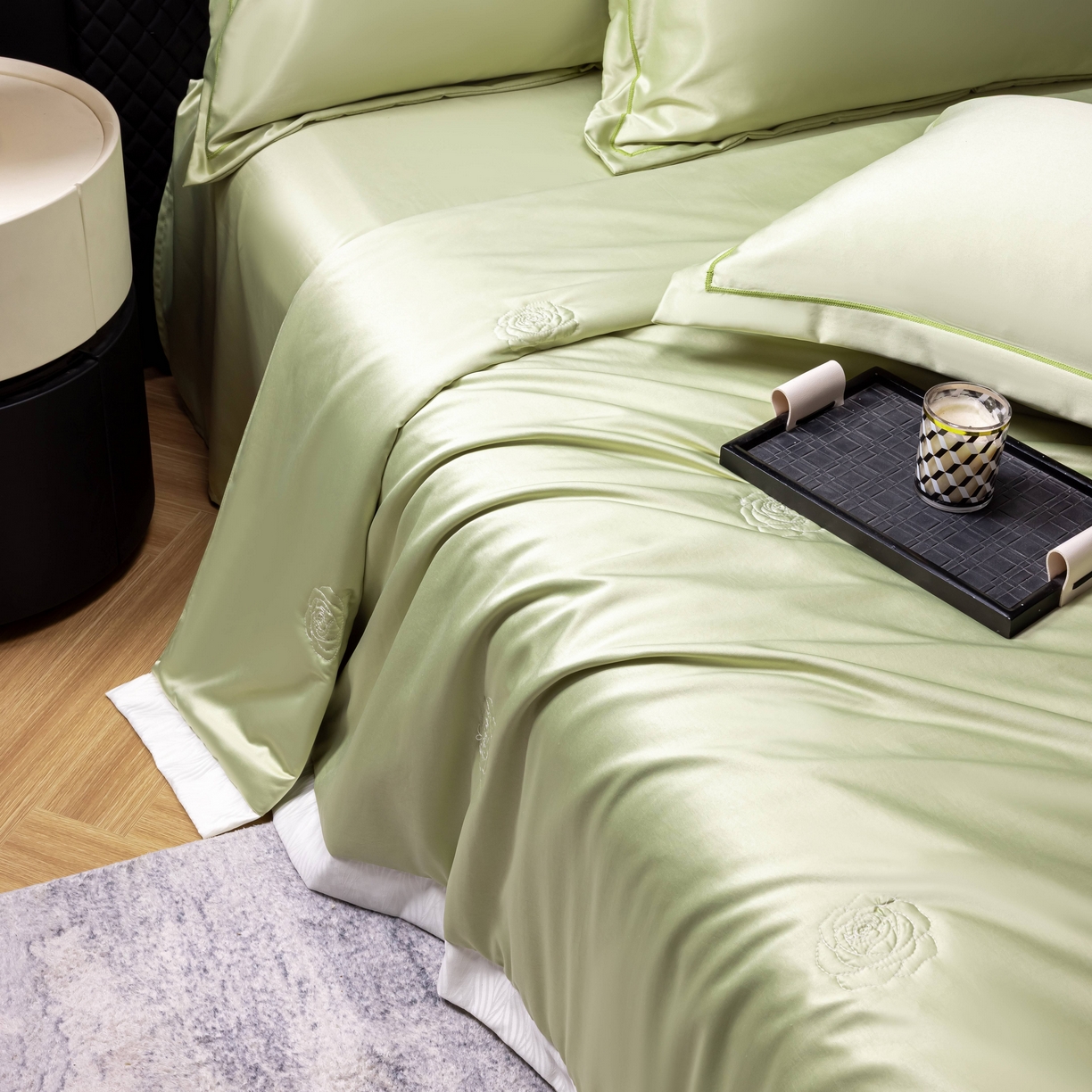 91家纺网 家纺一手货源 找家纺 丽卡家纺 2026新款缪斯莱赛尔天丝夏被空调被夏凉被 绿色