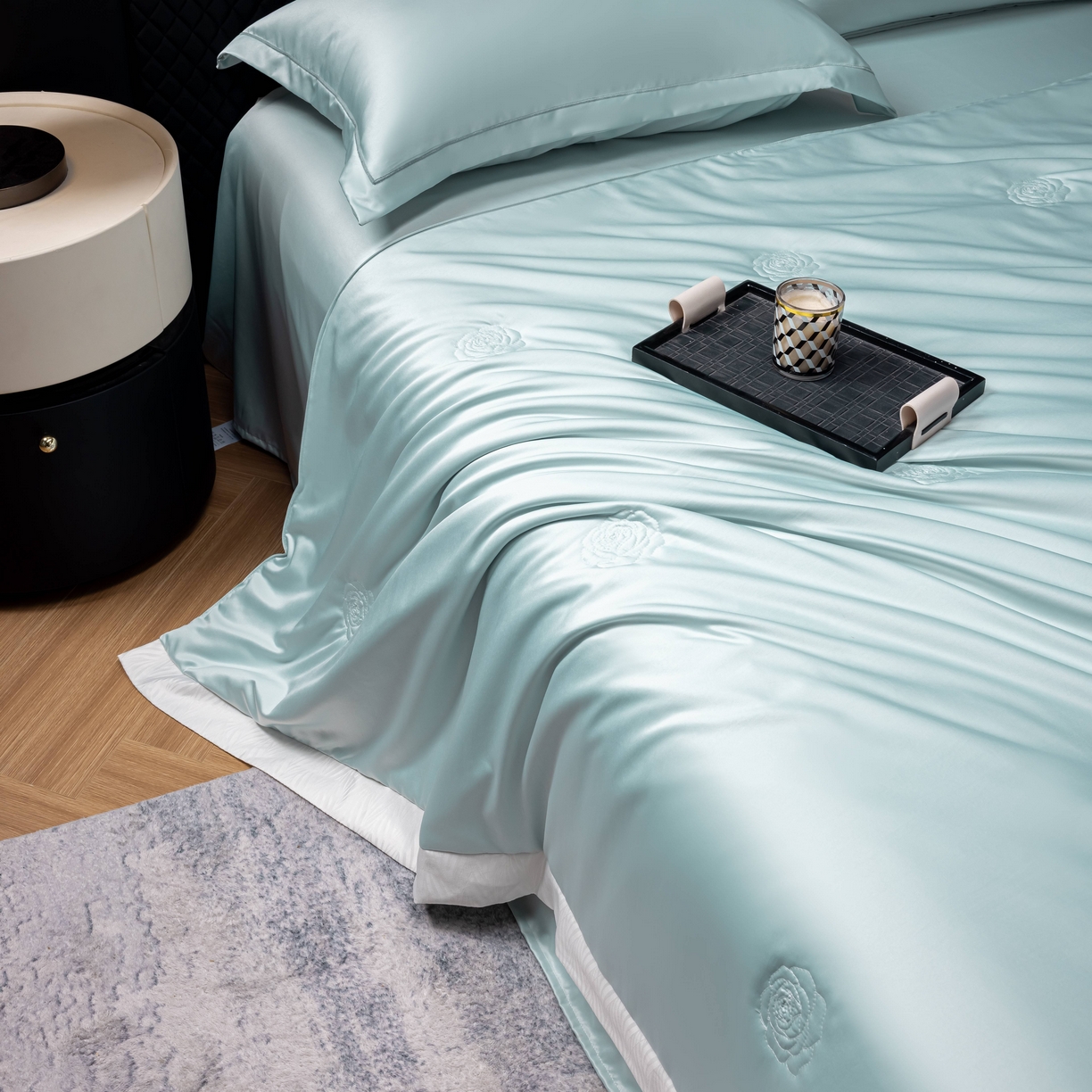 91家纺网 家纺一手货源 找家纺 丽卡家纺 2026新款缪斯莱赛尔天丝夏被空调被夏凉被 蓝色