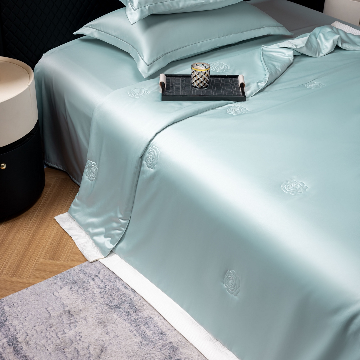 91家纺网 家纺一手货源 找家纺 丽卡家纺 2026新款缪斯莱赛尔天丝夏被空调被夏凉被 蓝色