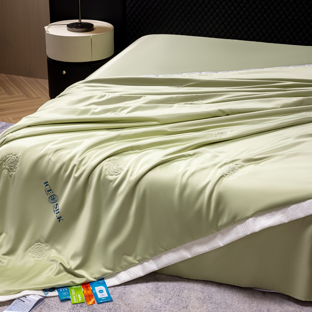 91家纺网 家纺一手货源 找家纺 丽卡家纺 2026新款缪斯莱赛尔天丝夏被空调被夏凉被 绿色