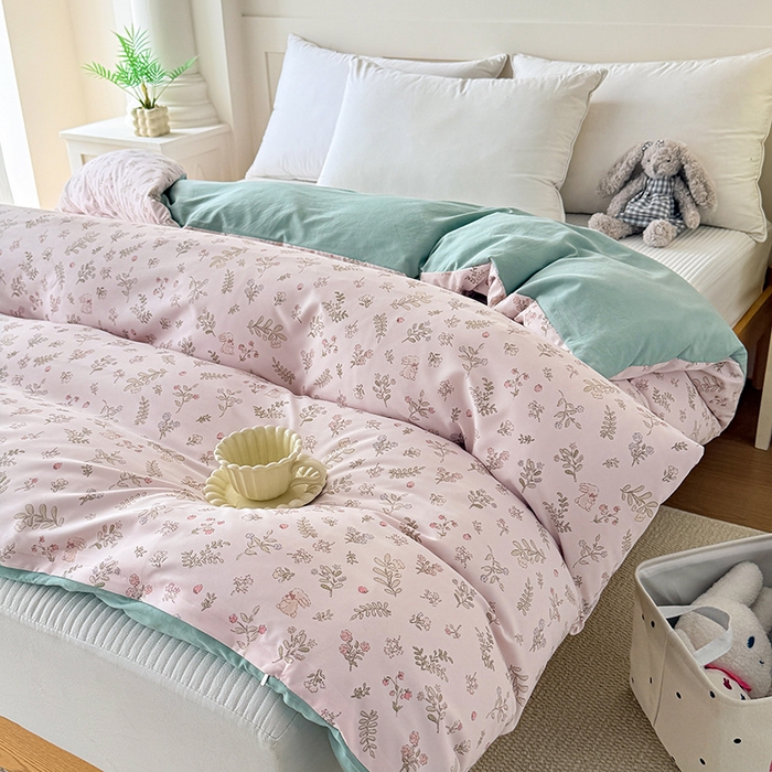 91家纺网 家纺一手货源 找家纺 家贝爱 2026新款云感棉单被套被套单件 花笺小兔