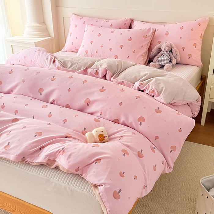 91家纺网 家纺一手货源 找家纺 家贝爱 2026新款云感棉单被套被套单件 粉蘑菇园