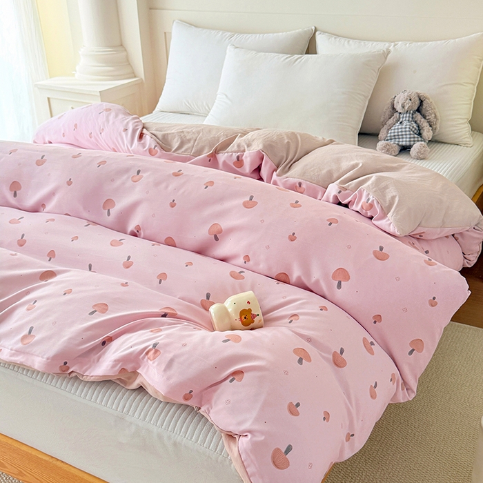 91家纺网 家纺一手货源 找家纺 家贝爱 2026新款云感棉单被套被套单件 粉蘑菇园