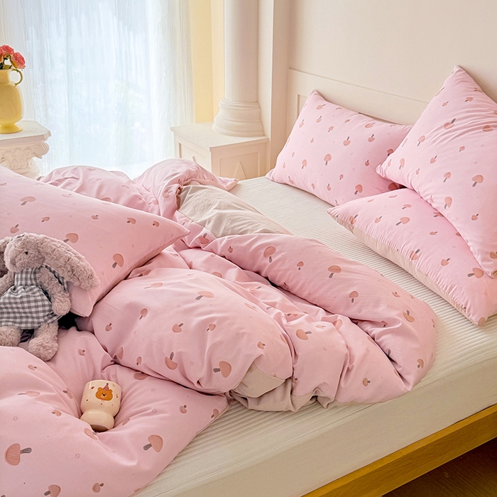 91家纺网 家纺一手货源 找家纺 家贝爱 2026新款云感棉单被套被套单件 粉蘑菇园