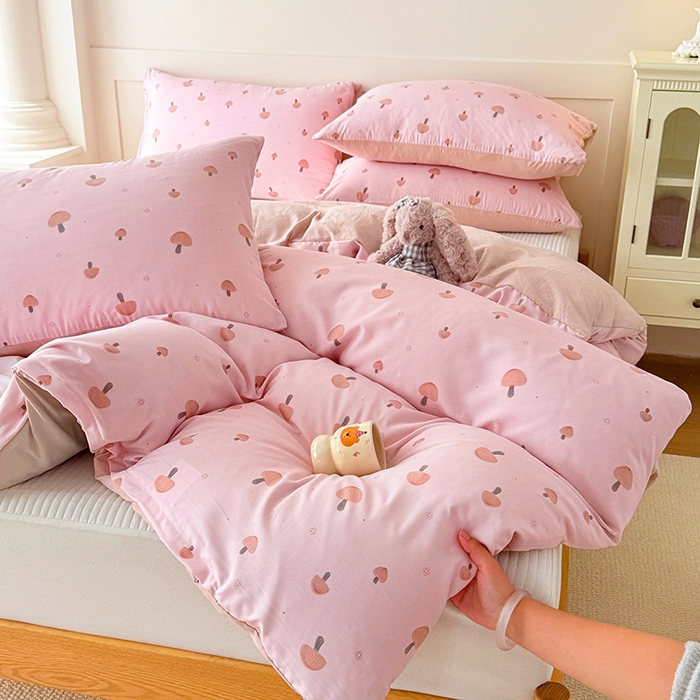 91家纺网 家纺一手货源 找家纺 家贝爱 2026新款云感棉单被套被套单件 粉蘑菇园