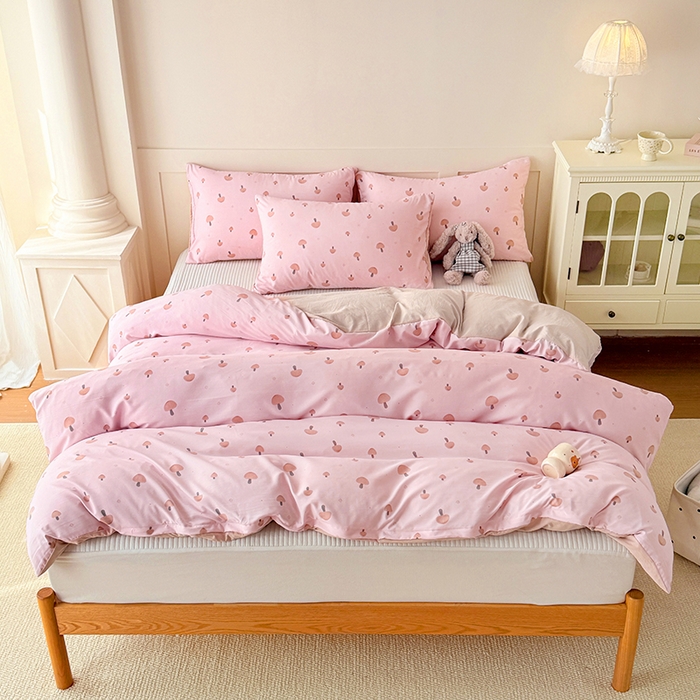 91家纺网 家纺一手货源 找家纺 家贝爱 2026新款云感棉单被套被套单件 粉蘑菇园