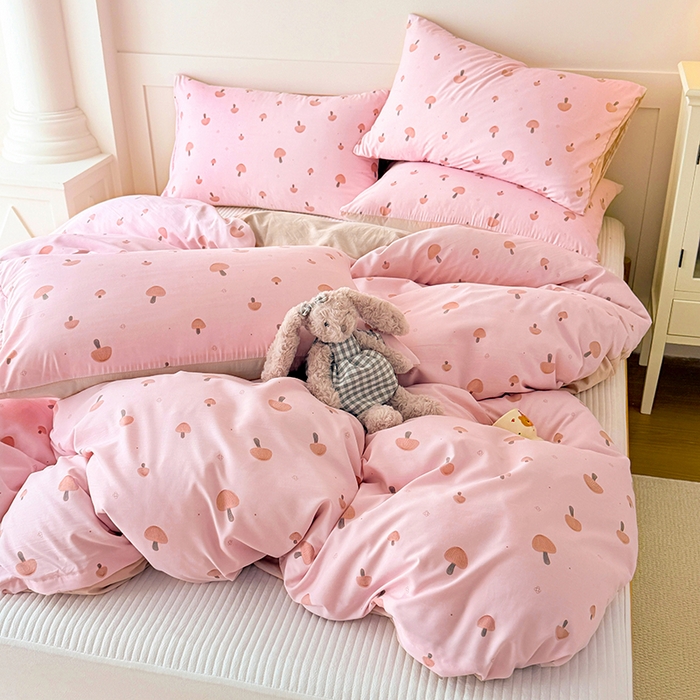 91家纺网 家纺一手货源 找家纺 家贝爱 2026新款云感棉单被套被套单件 粉蘑菇园