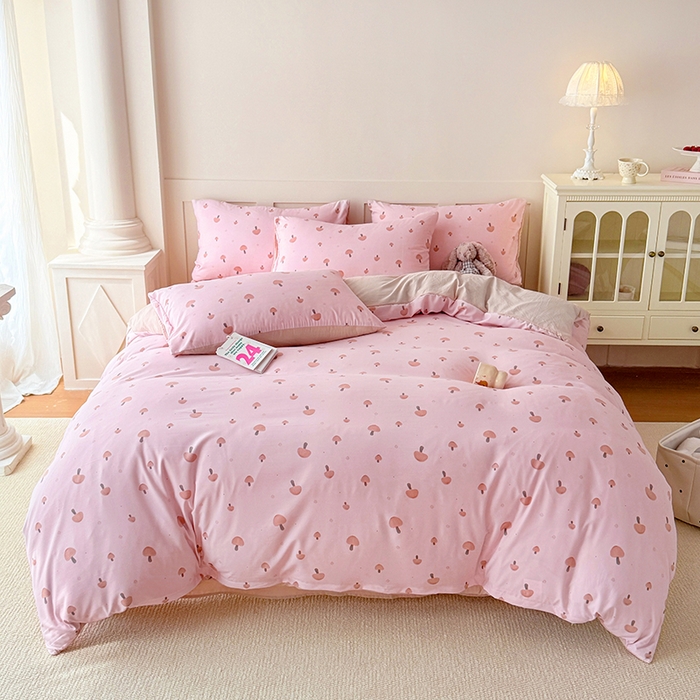 91家纺网 家纺一手货源 找家纺 家贝爱 2026新款云感棉单被套被套单件 粉蘑菇园