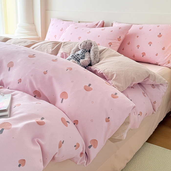 91家纺网 家纺一手货源 找家纺 家贝爱 2026新款云感棉单被套被套单件 粉蘑菇园