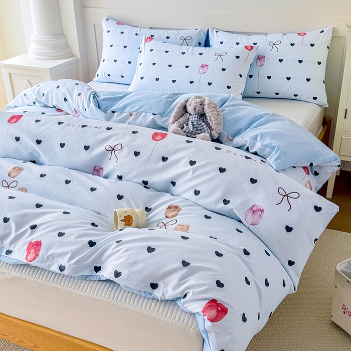 91家纺网 家纺一手货源 找家纺 家贝爱 2026新款云感棉单被套被套单件 爱心玫瑰