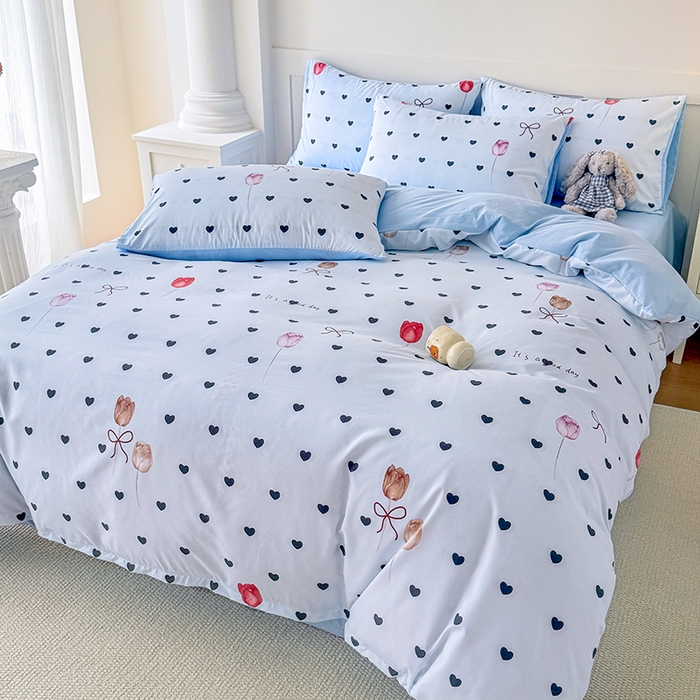 91家纺网 家纺一手货源 找家纺 家贝爱 2026新款云感棉单被套被套单件 爱心玫瑰