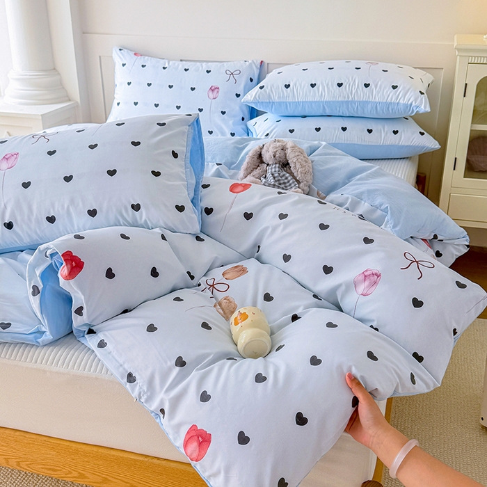 91家纺网 家纺一手货源 找家纺 家贝爱 2026新款云感棉单被套被套单件 爱心玫瑰