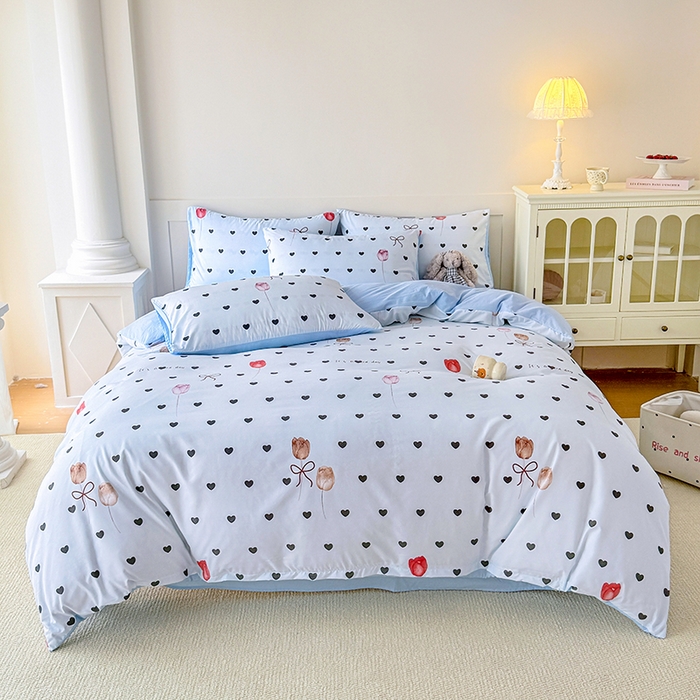 91家纺网 家纺一手货源 找家纺 家贝爱 2026新款云感棉单被套被套单件 爱心玫瑰