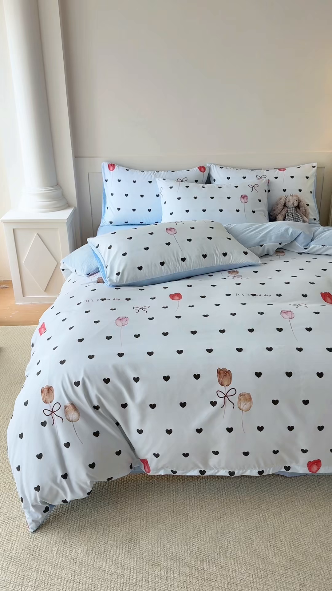 91家纺网 家纺一手货源 找家纺 家贝爱 2026新款云感棉单被套被套单件 爱心玫瑰