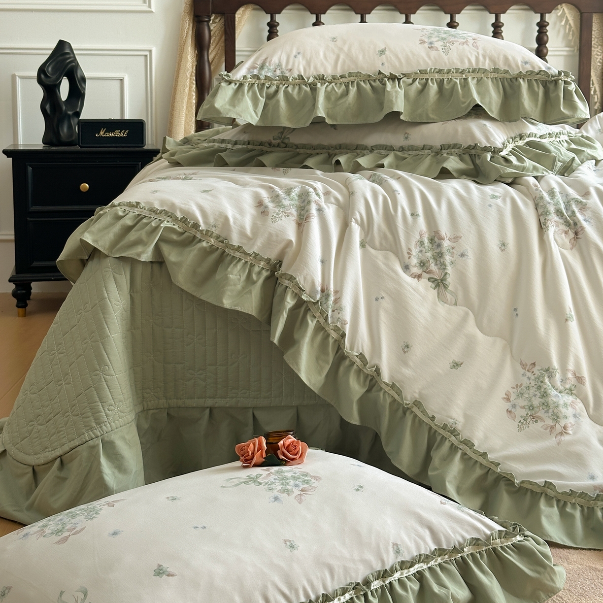 91家纺网 家纺一手货源 找家纺 星光耀 2026新款A类凉感天丝棉夏被床盖四件套 花束