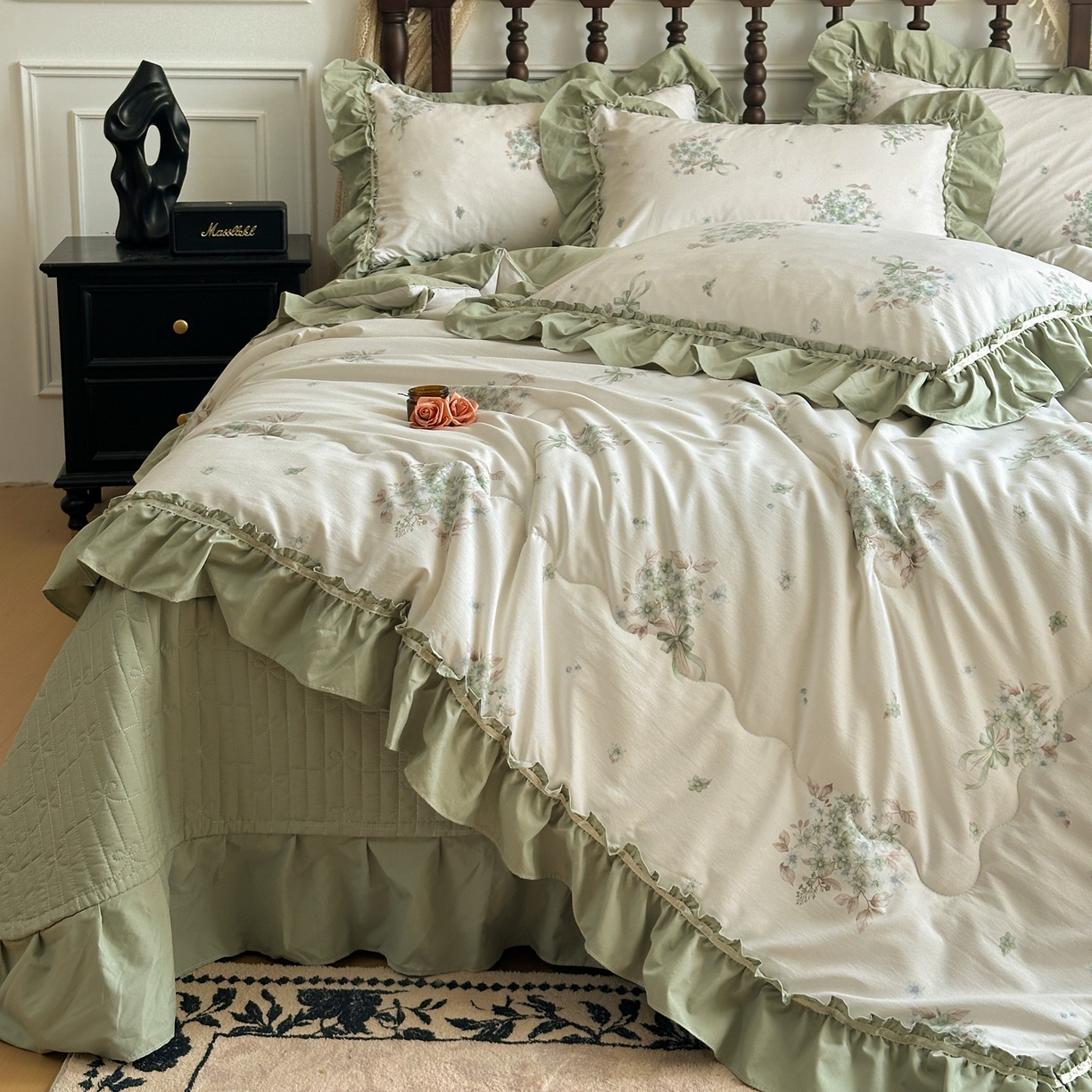 91家纺网 家纺一手货源 找家纺 星光耀 2026新款A类凉感天丝棉夏被床盖四件套 花束