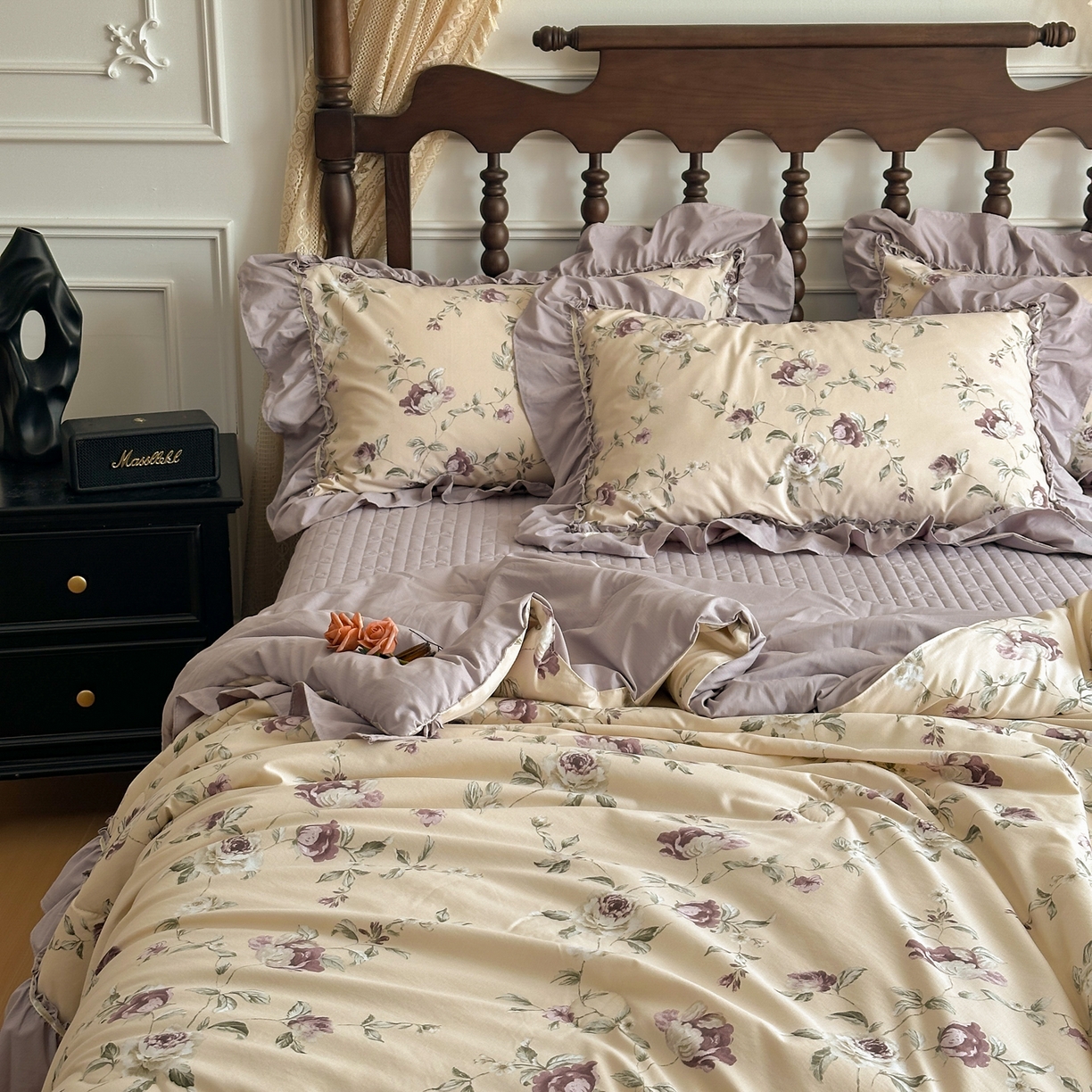 91家纺网 家纺一手货源 找家纺 星光耀 2026新款A类凉感天丝棉夏被床盖四件套 安妮