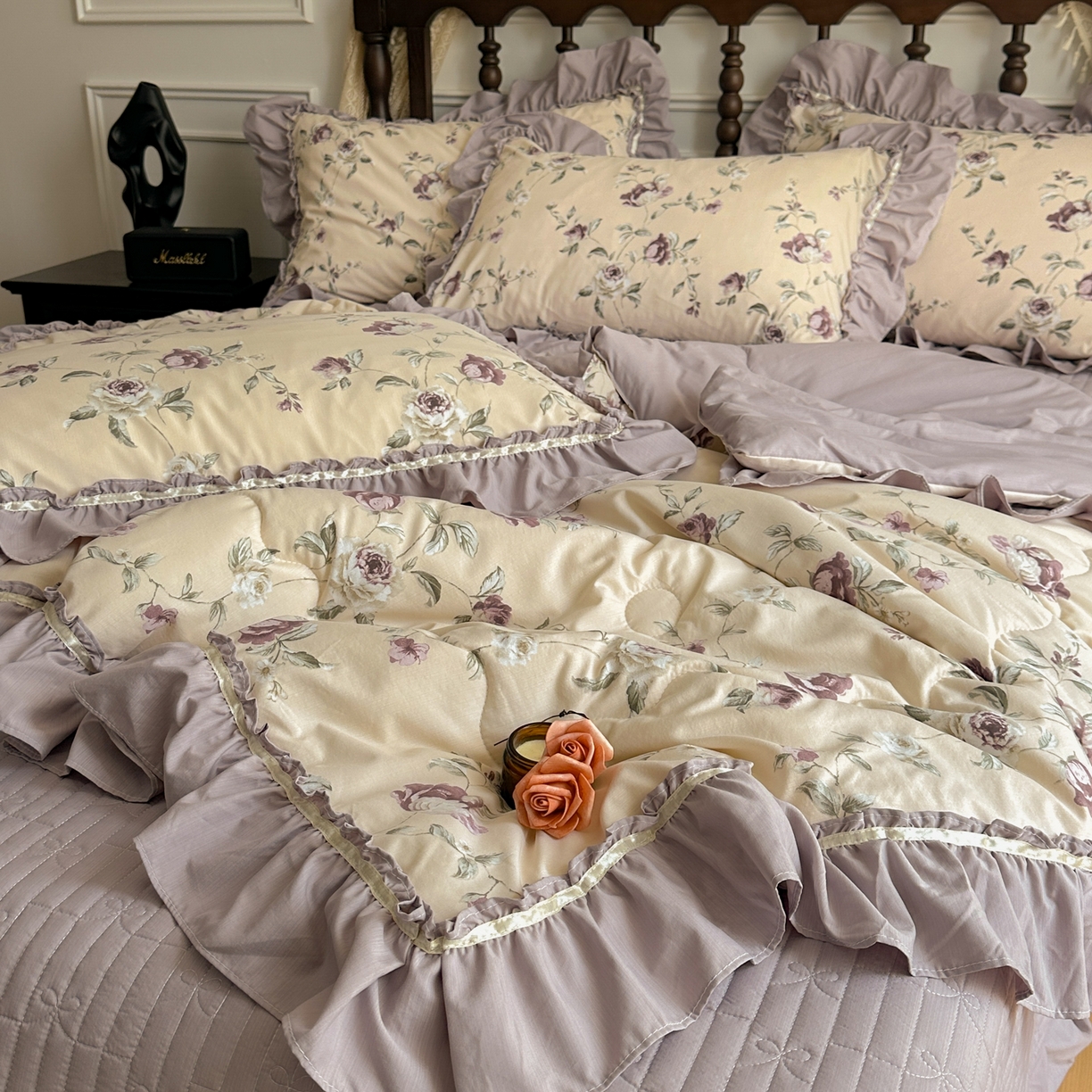 91家纺网 家纺一手货源 找家纺 星光耀 2026新款A类凉感天丝棉夏被床盖四件套 安妮