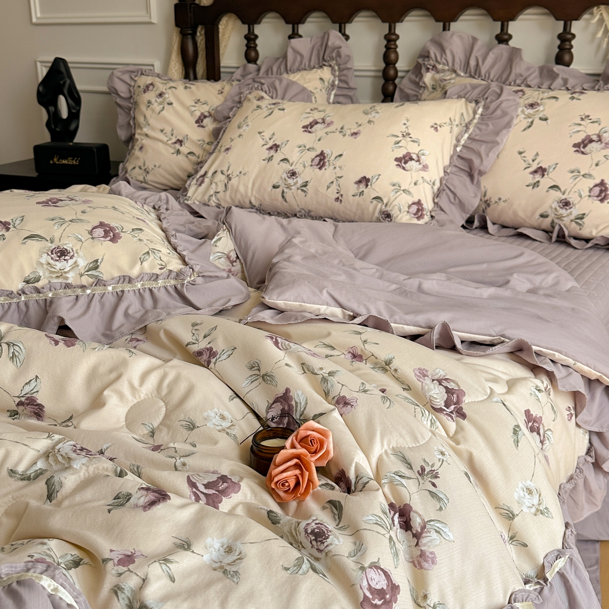 91家纺网 家纺一手货源 找家纺 星光耀 2026新款A类凉感天丝棉夏被床盖四件套 安妮