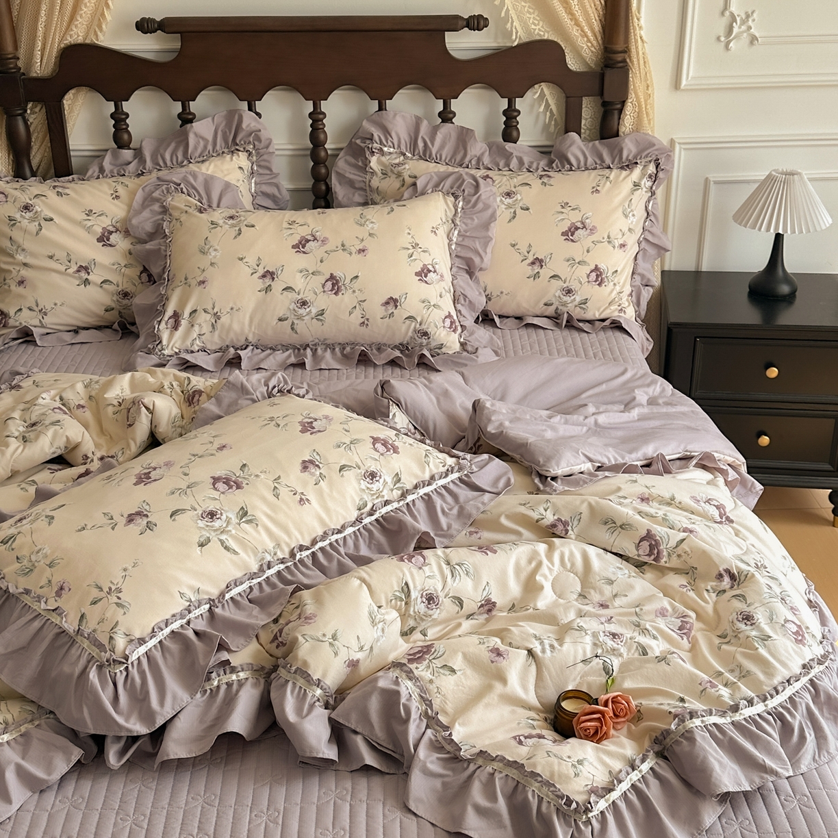 91家纺网 家纺一手货源 找家纺 星光耀 2026新款A类凉感天丝棉夏被床盖四件套 安妮