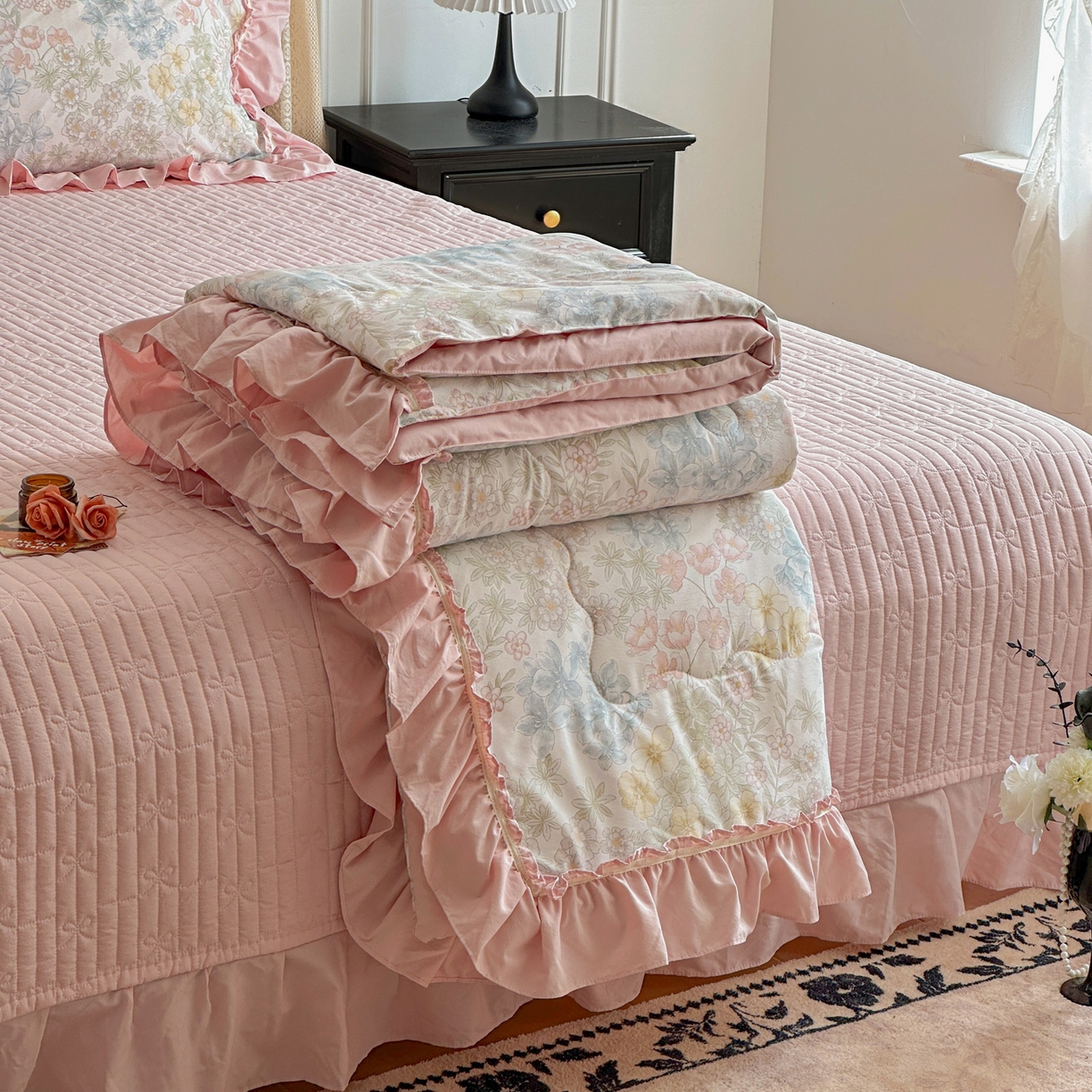 91家纺网 家纺一手货源 找家纺 星光耀 2026新款A类凉感天丝棉夏被床盖四件套 初夏