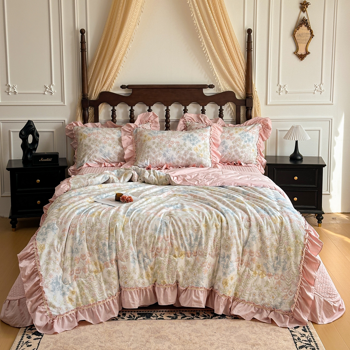 91家纺网 家纺一手货源 找家纺 星光耀 2026新款A类凉感天丝棉夏被床盖四件套 初夏