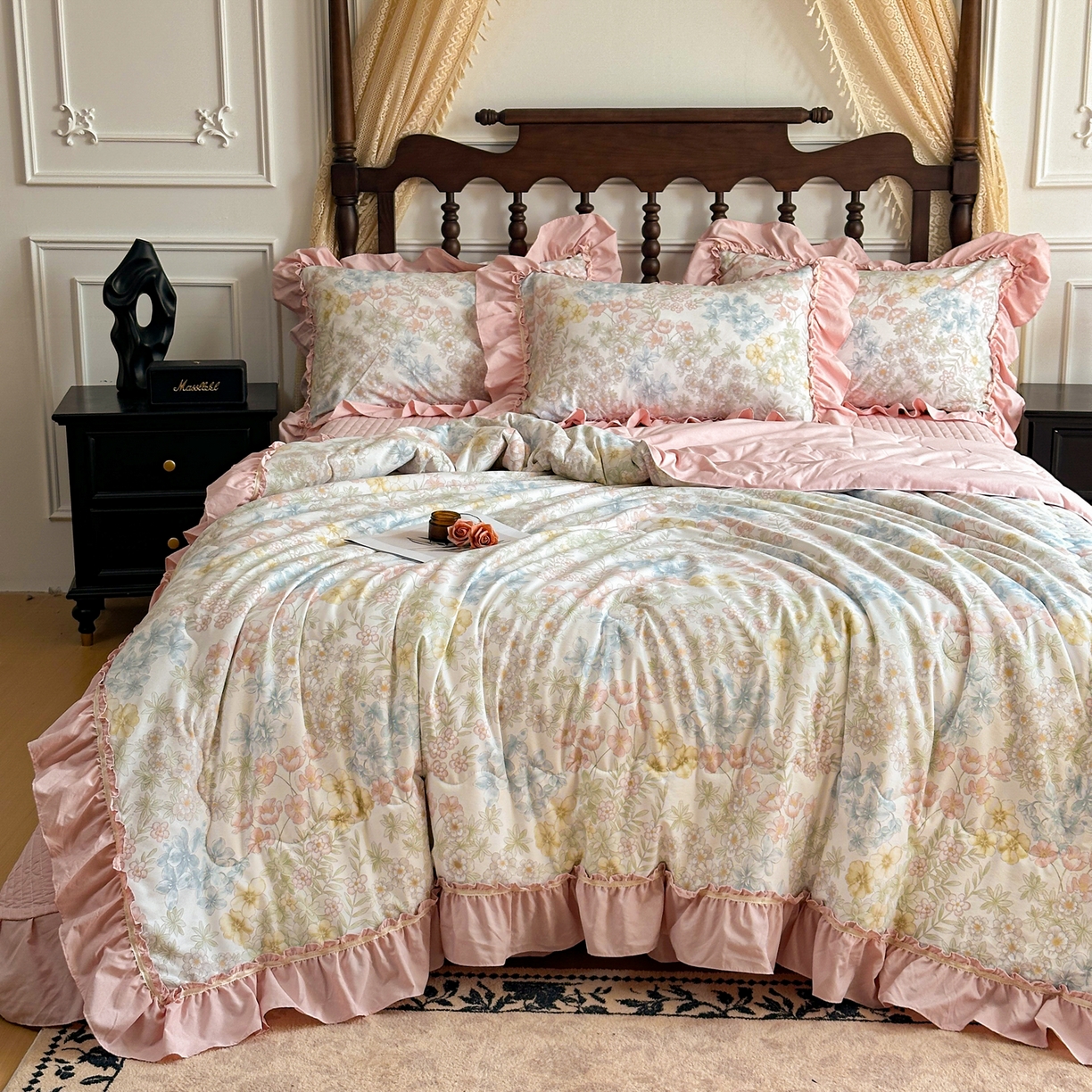 91家纺网 家纺一手货源 找家纺 星光耀 2026新款A类凉感天丝棉夏被床盖四件套 初夏